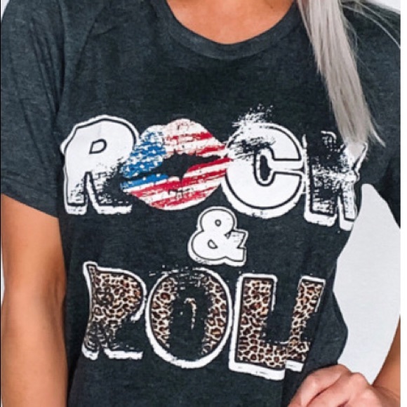 🇺🇸HPx2💋 Rock & Roll Leopard 🐆 Print Off-Black Tee - Picture 4 of 8